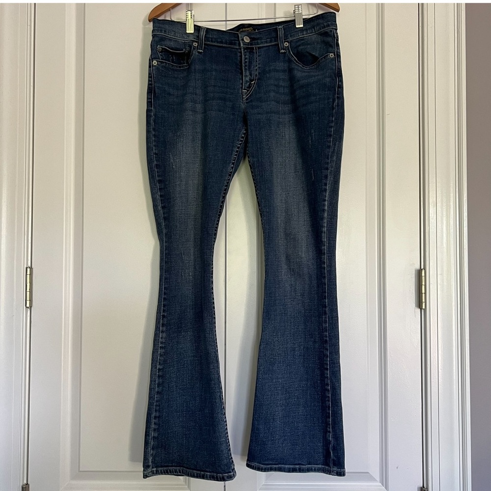Levi’s Y2K Too Super Low 524 Boot Leg jean Dark Wash Button Stitch Pockets Jr 13